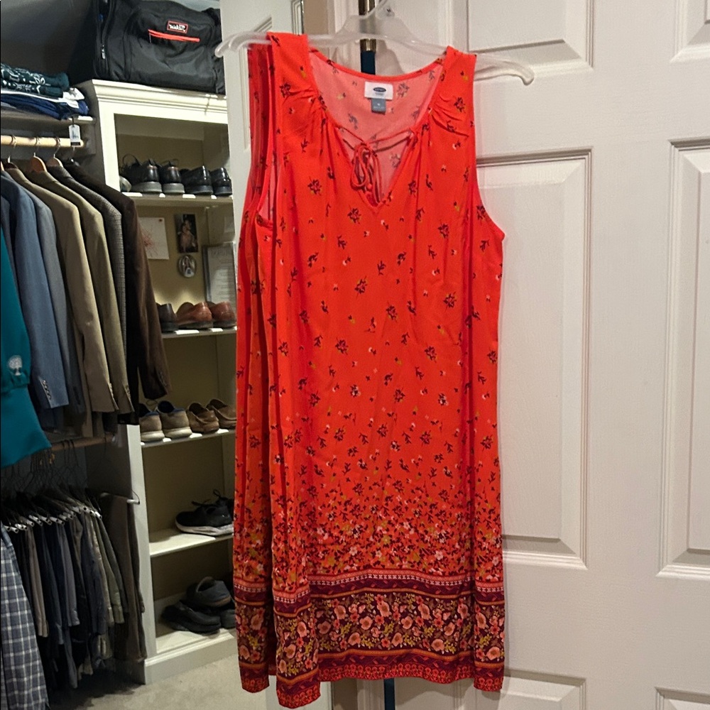 Old Navy Orange Floral Midi Dress
